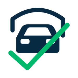 Zeichen von fahrzeugcheck123.de – Auto mit grünem Häkchen